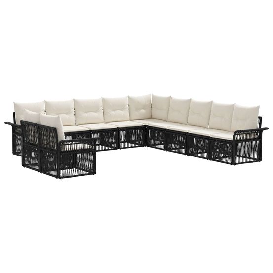 Ensemble de canapé de jardin 11 pc noir polyrotin