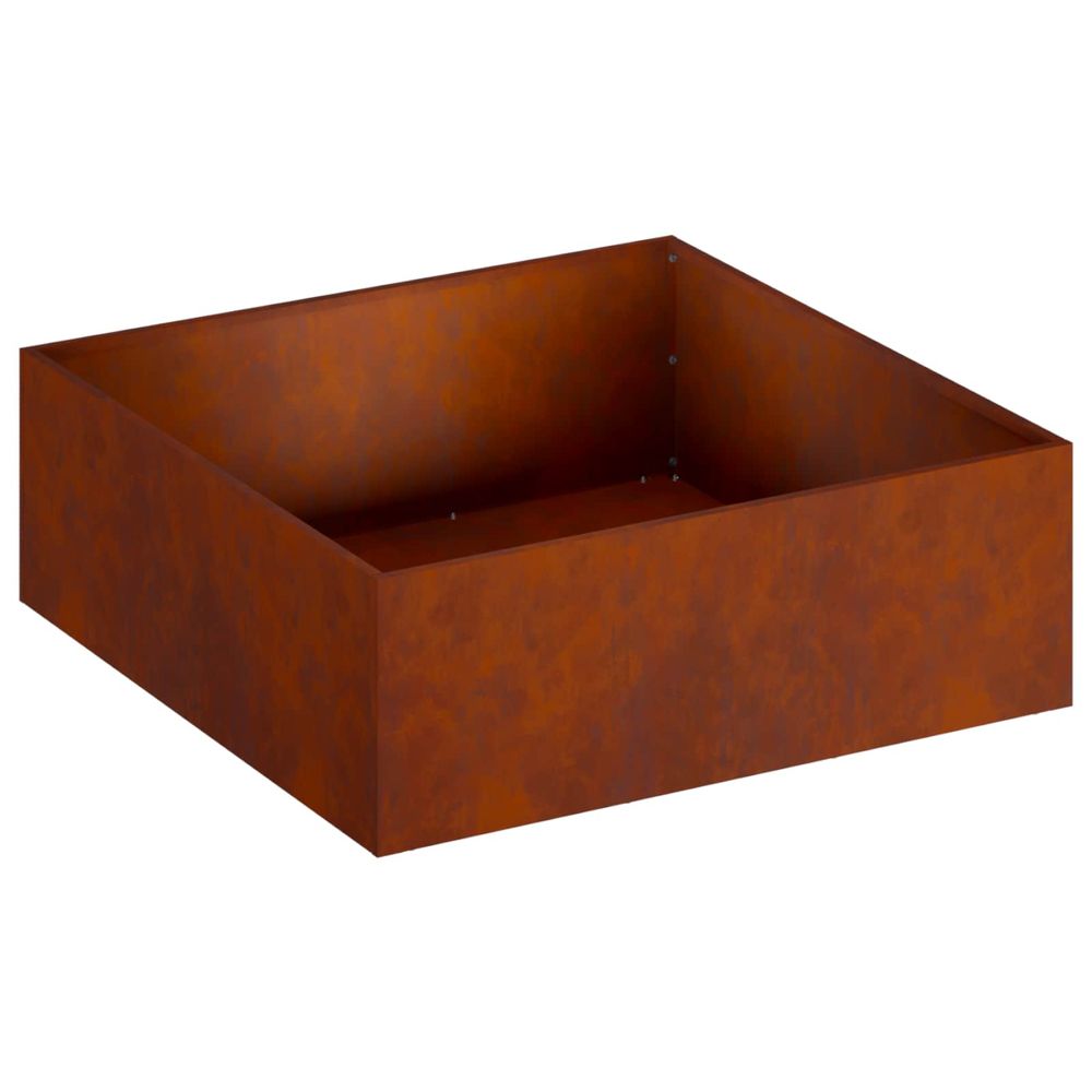Cache-pot de jardin rouillé 40 x 40 x 20 cm acier patiné