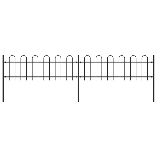 Clôture de jardin avec arceau en acier 359 x 60 cm noir