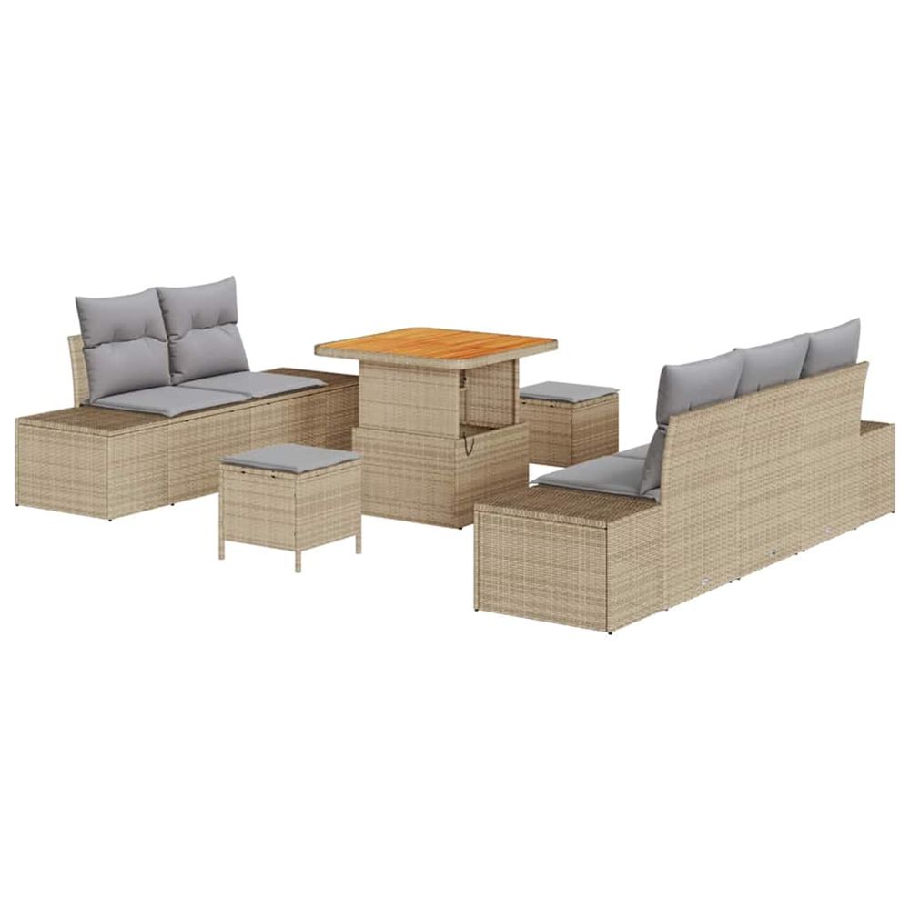 Ensemble de canapé de jardin 8 pc 7-nombre de places beige