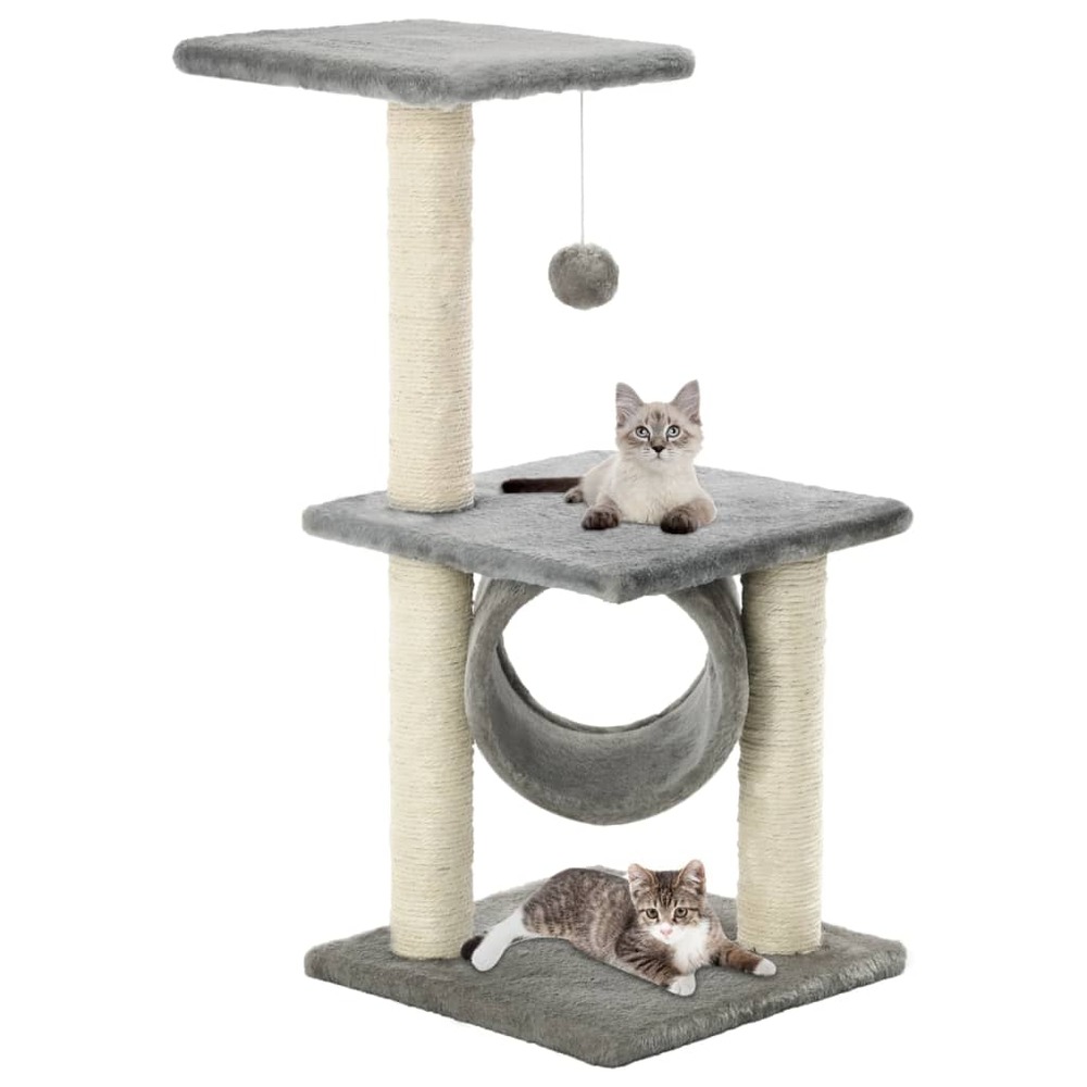 Arbre à chat avec griffoirs en sisal 65 cm gris