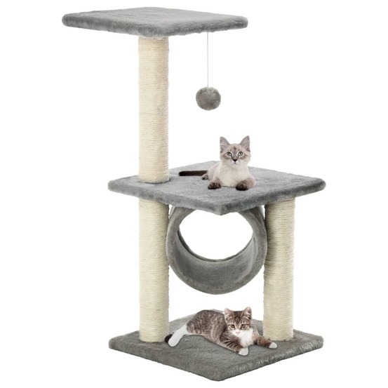 Arbre à chat avec griffoirs en sisal 65 cm gris