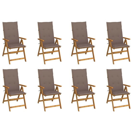 Chaises pliables de jardin avec coussins lot de 8 bois d'acacia