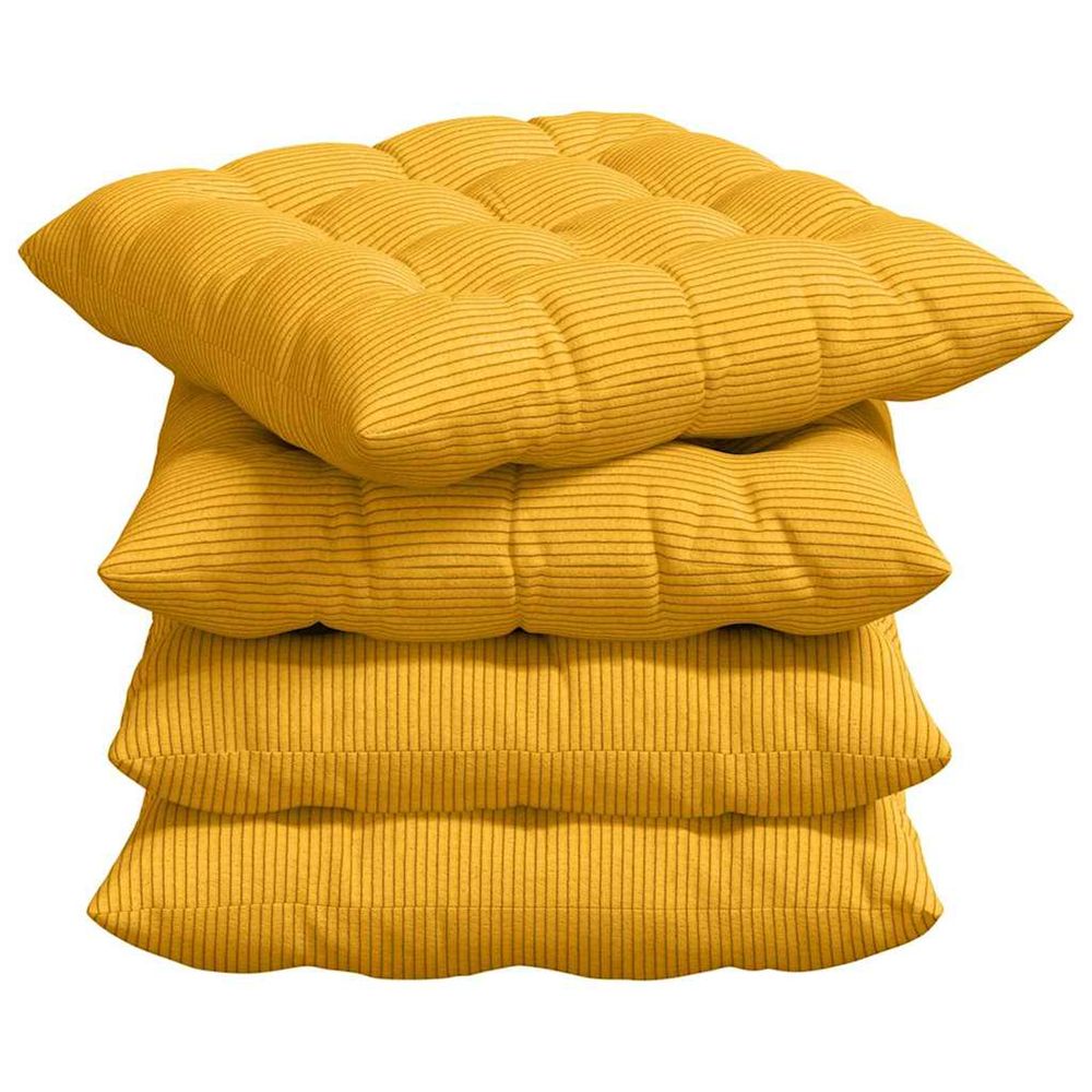 Coussins de siège 4 pc tissu en velours côtelé jaune clair