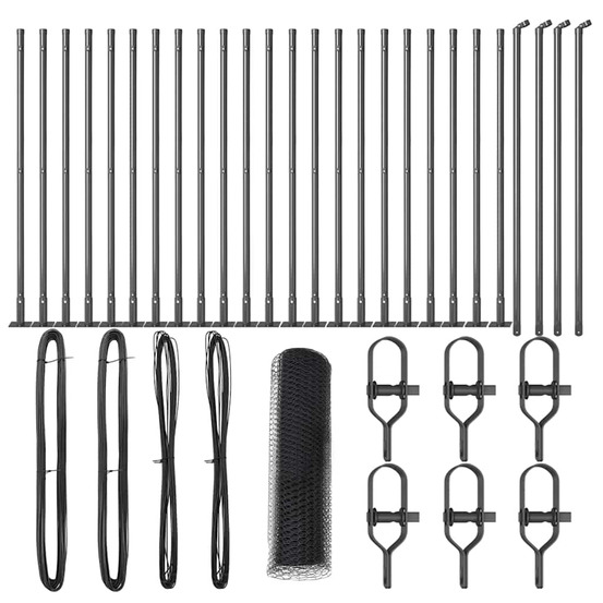 Clôture avec poteaux gris 0.4 x 50 m acier recouvert de pvc