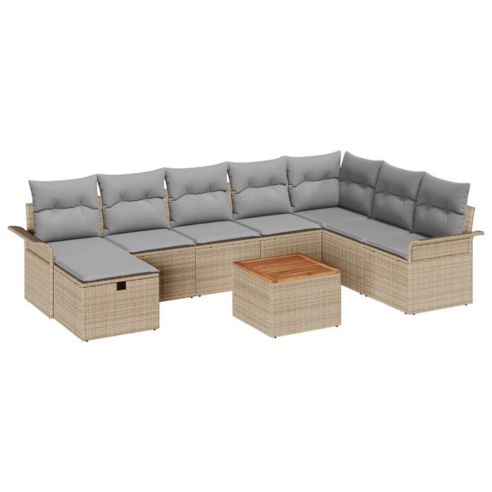 Ensemble de canapé de jardin 9 pc beige poly rotin