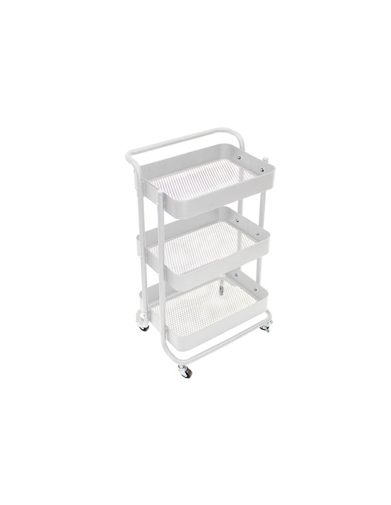 Chariot de cuisine - métal - blanc - 46 x 35 x 76,5 cm