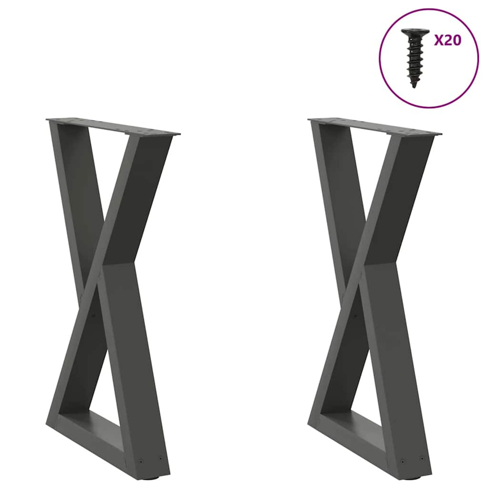 Pieds de table à manger 2 pièces anthracite 50 x (72-73,3) cm acier