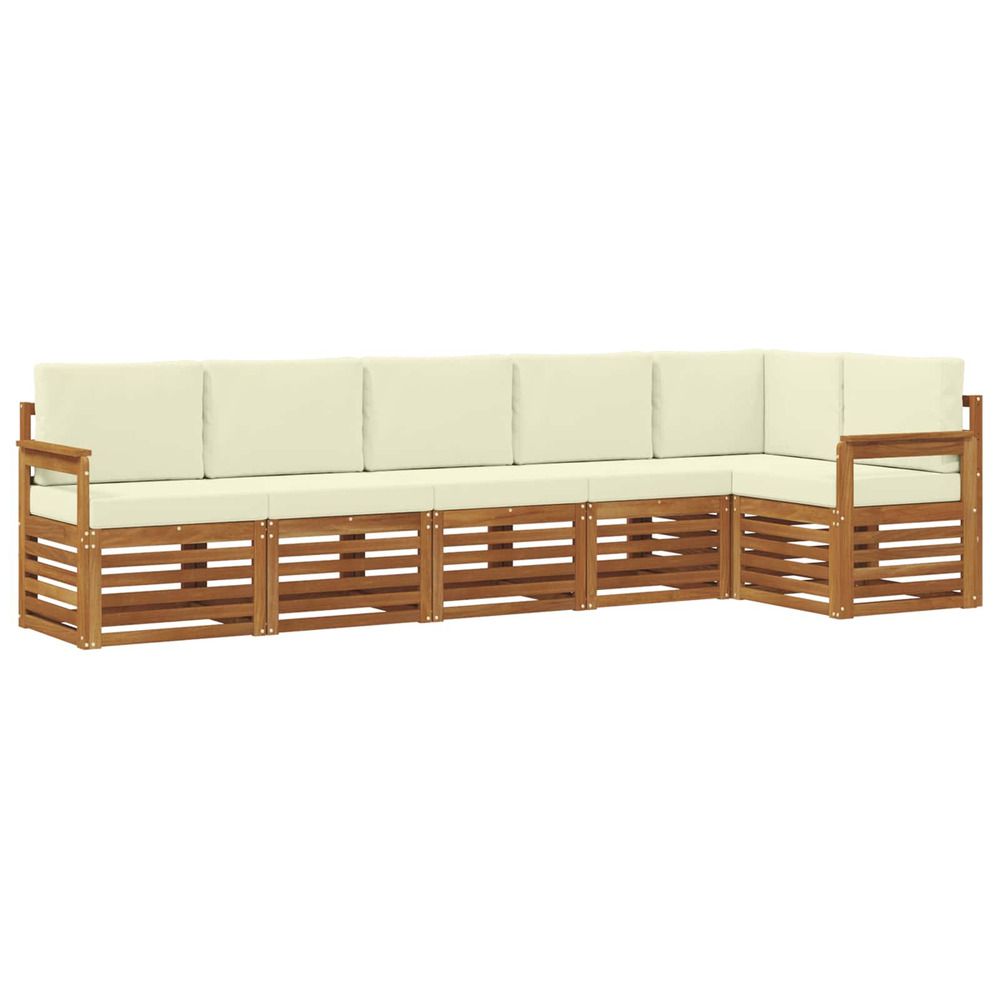 Ensemble de canapés d'extérieur 6 pc naturel et crème polyester