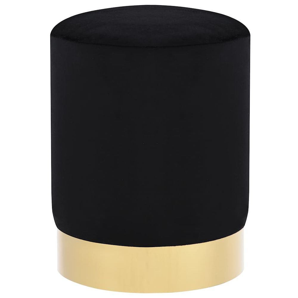 Tabouret noir et doré velours 28 x 36 cm