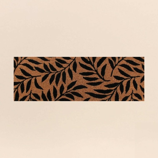Paillasson de marche motifs feuillages en coco 25x75cm