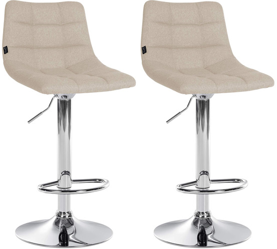 Lot de 2 tabourets de bar jerry tissu chrome