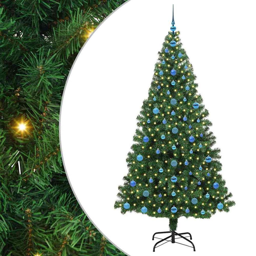 Sapin de noël artificiel vert 210 cm pvc, acier et plastique