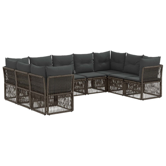 Ensemble de canapé de jardin 9 pcs gris polyrotin
