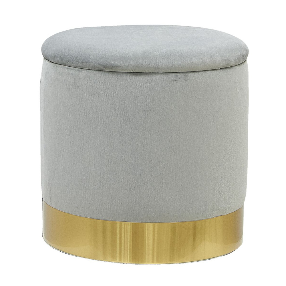 Pouf coffre en velours et métal