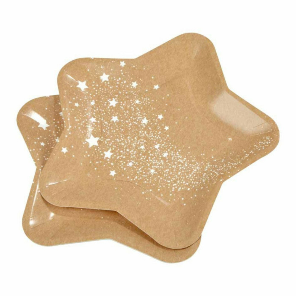 Lot de 6 assiettes en carton stardust 23cm marron