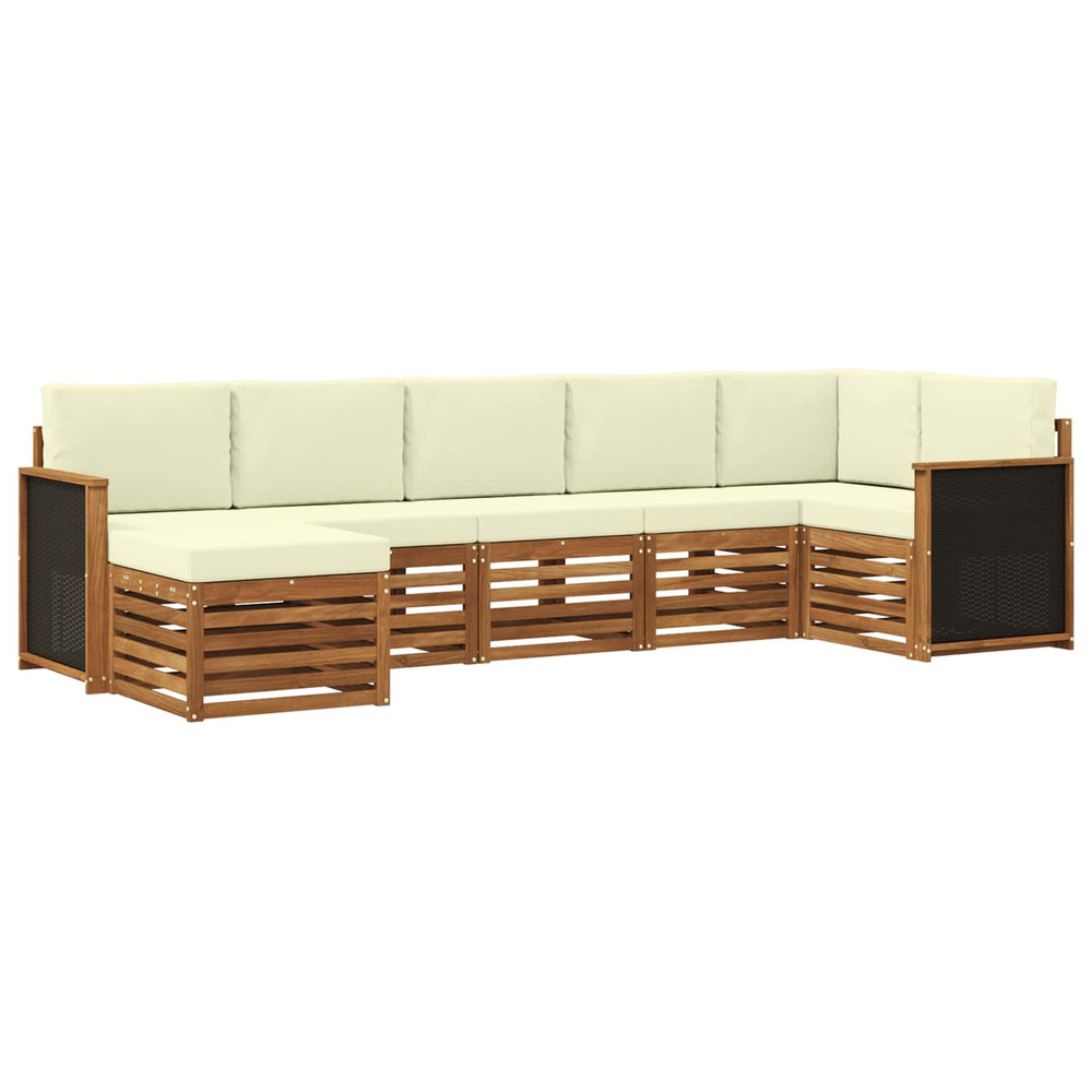 Ensemble de canapé d'angle avec coussin 6 pcs naturel et crème