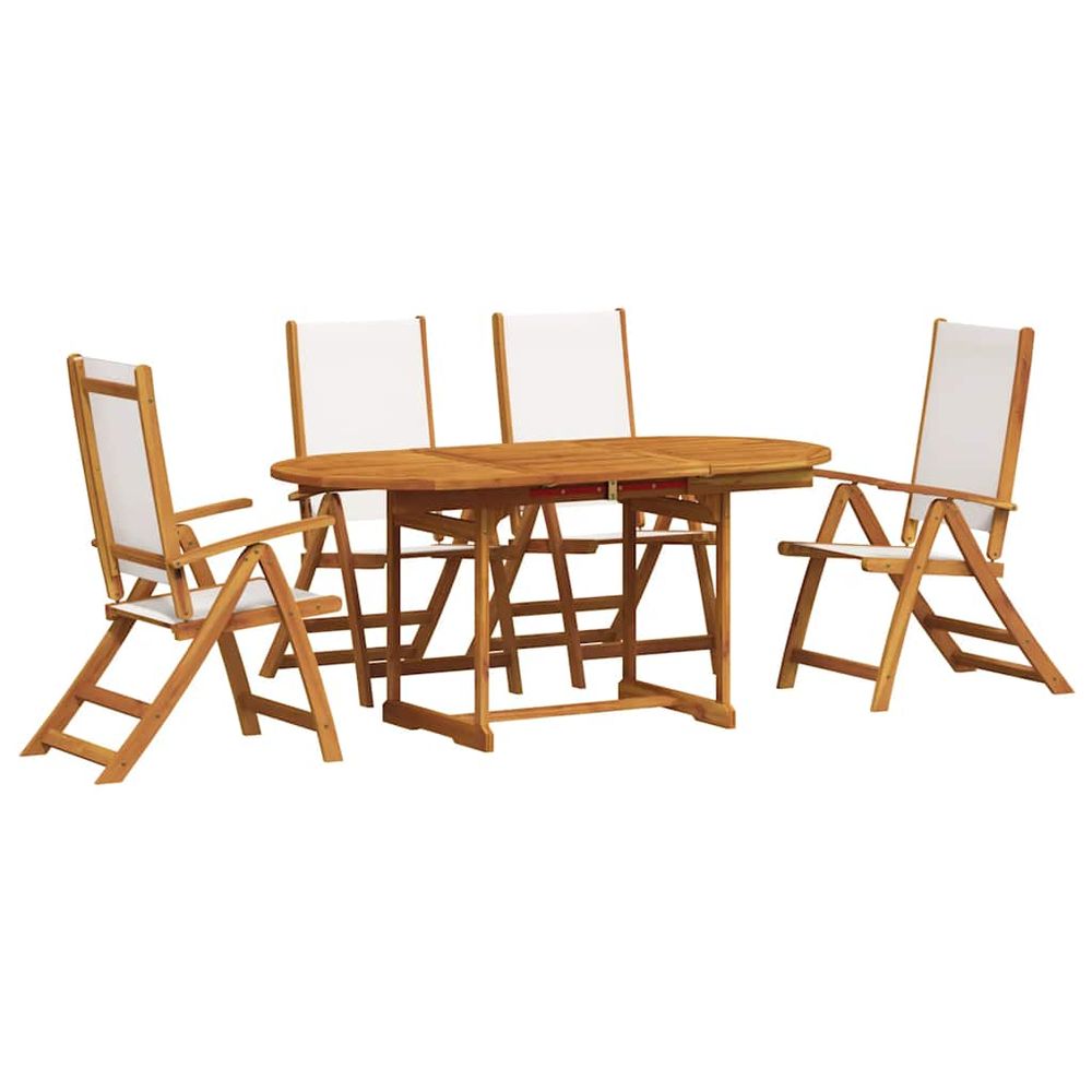 Ensemble à manger de jardin 5pcs bois d'acacia solide textilène