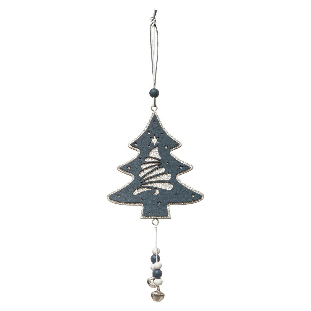 Sujet de noël bois étoile sapin gris cloché