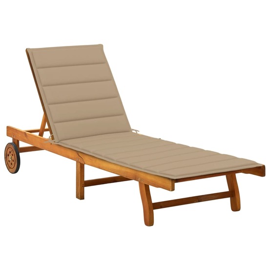Transat chaise longue bain de soleil lit de jardin terrasse meuble d'extérieur 200 cm avec coussin bois d'acacia solide 02_00