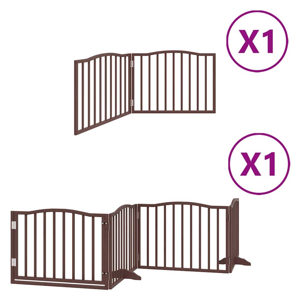 Barrière pour chien avec porte pliable 6 panneaux bois peuplier