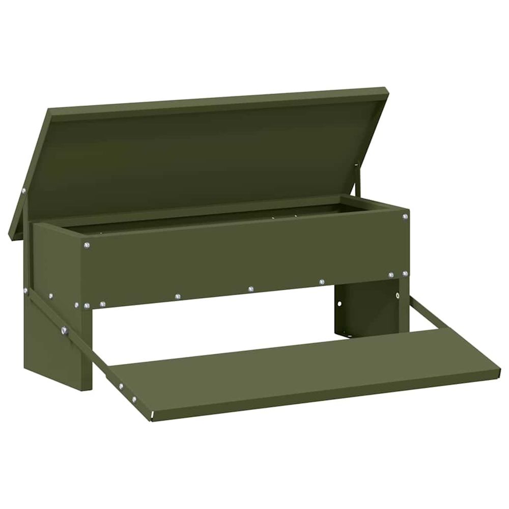 Nourrisseur à pédale pour poules vert olive 48,5 x 39,5 x 19 cm