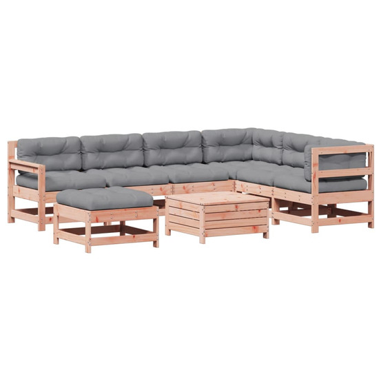 Salon de jardin 8 pcs avec coussins bois massif douglas