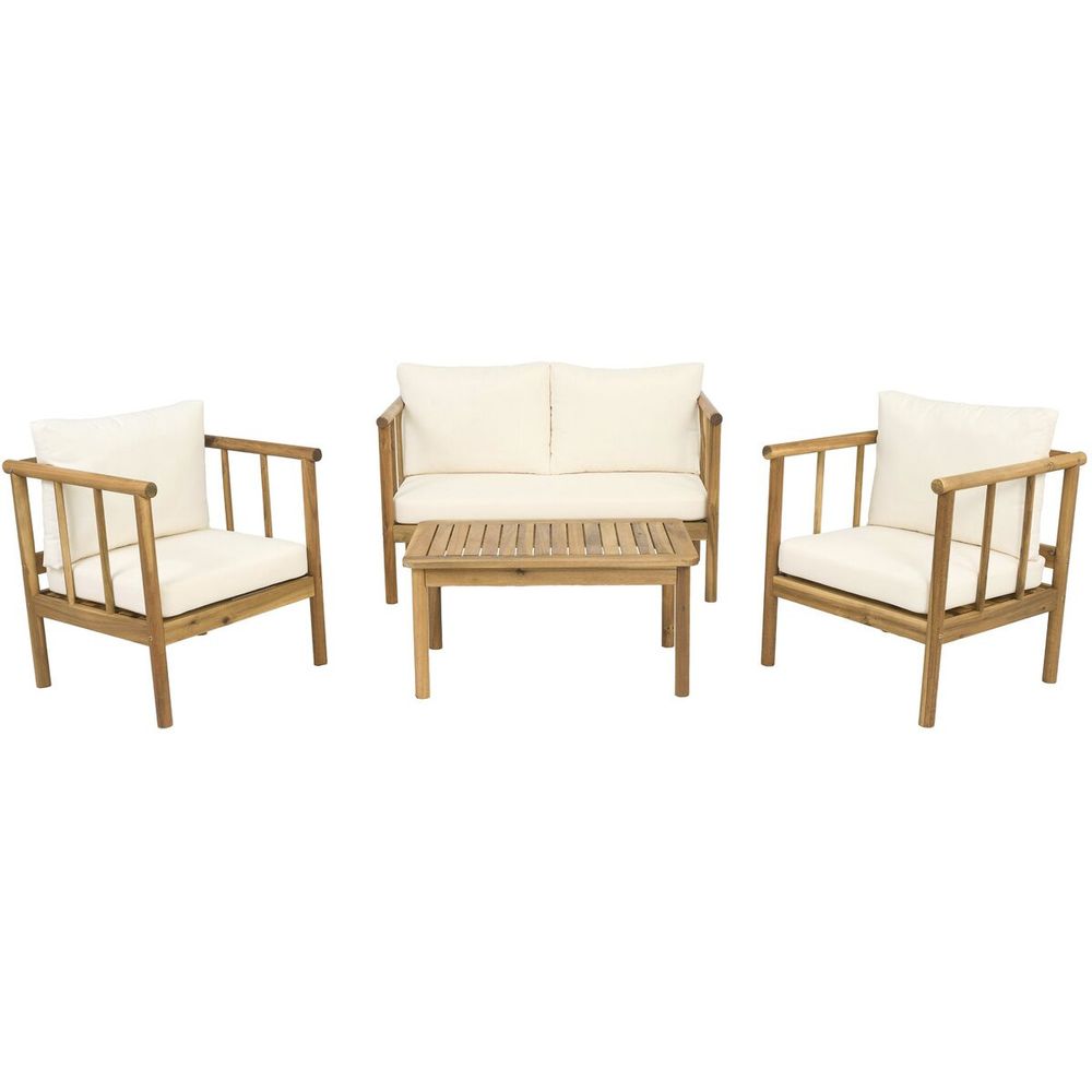 Salon de jardin en bois avec coussins inclus 