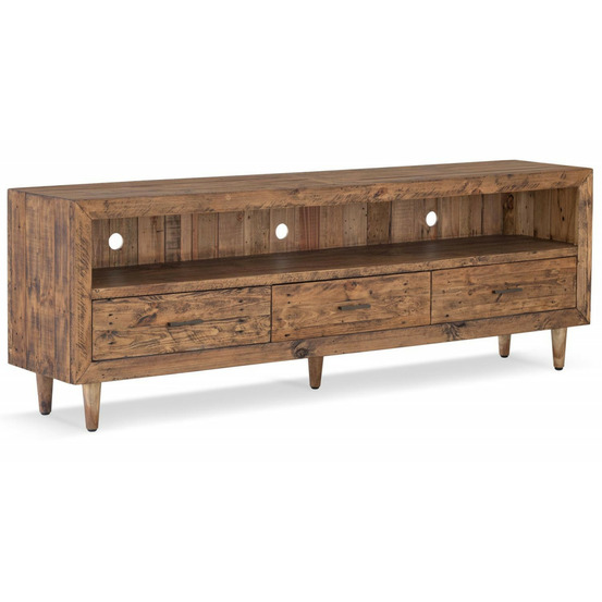 Meuble tv 3 tiroirs bois marron - dalamée décoration d'autrefois