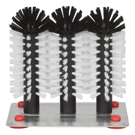 Lave verre brosse, brosses de nettoyage pour verre - avec fond métallique, 3 x 18 cm