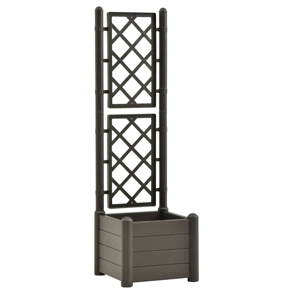 Jardinière d'extérieur avec treillis 43x43x142 cm pp anthracite