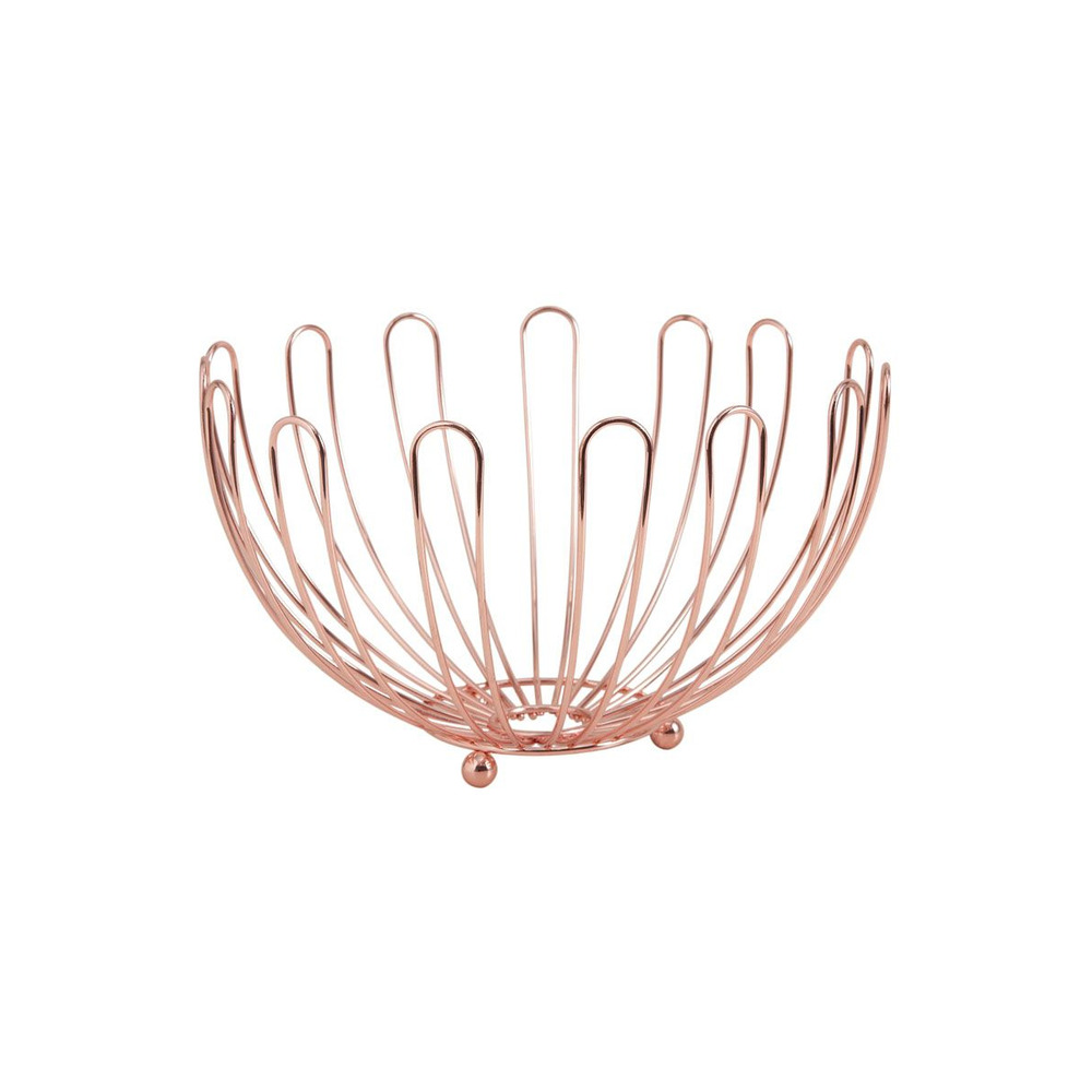 Corbeille à fruits ronde en métal pétale cuivré