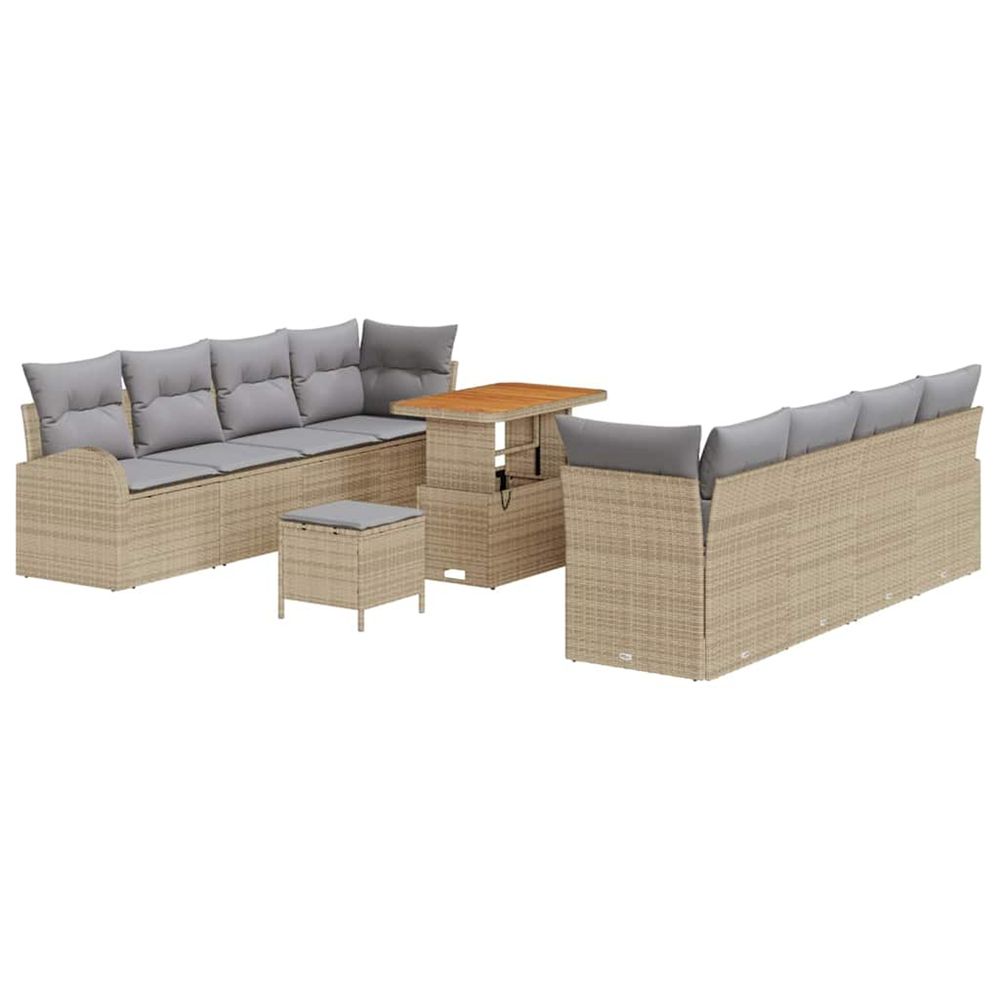 Ensemble de canapé de jardin 11 pc beige polyrotin
