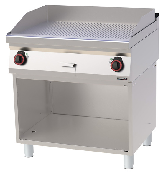 Plaque à snacker chrome rainurée avec soubassement 80 - casselin