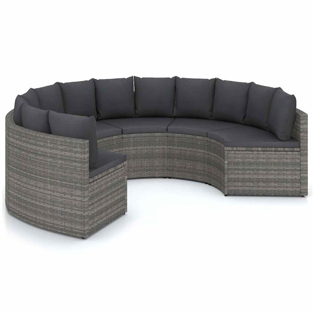 Salon de jardin 6 pcs avec coussins résine tressée gris