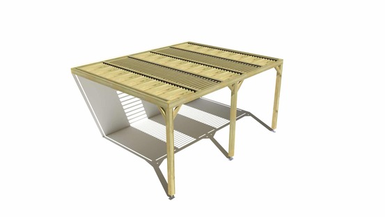 Pergola bois • 5m x 4m • adossée • sens profondeur • lames orientables bioclimatiques incluses • livraison comprise