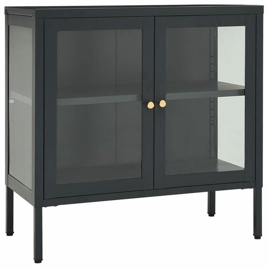 Buffet bahut commode armoire meuble de rangement organisateur cuisine salle de séjour salon 70 x 35 x 70 cm acier et verre an