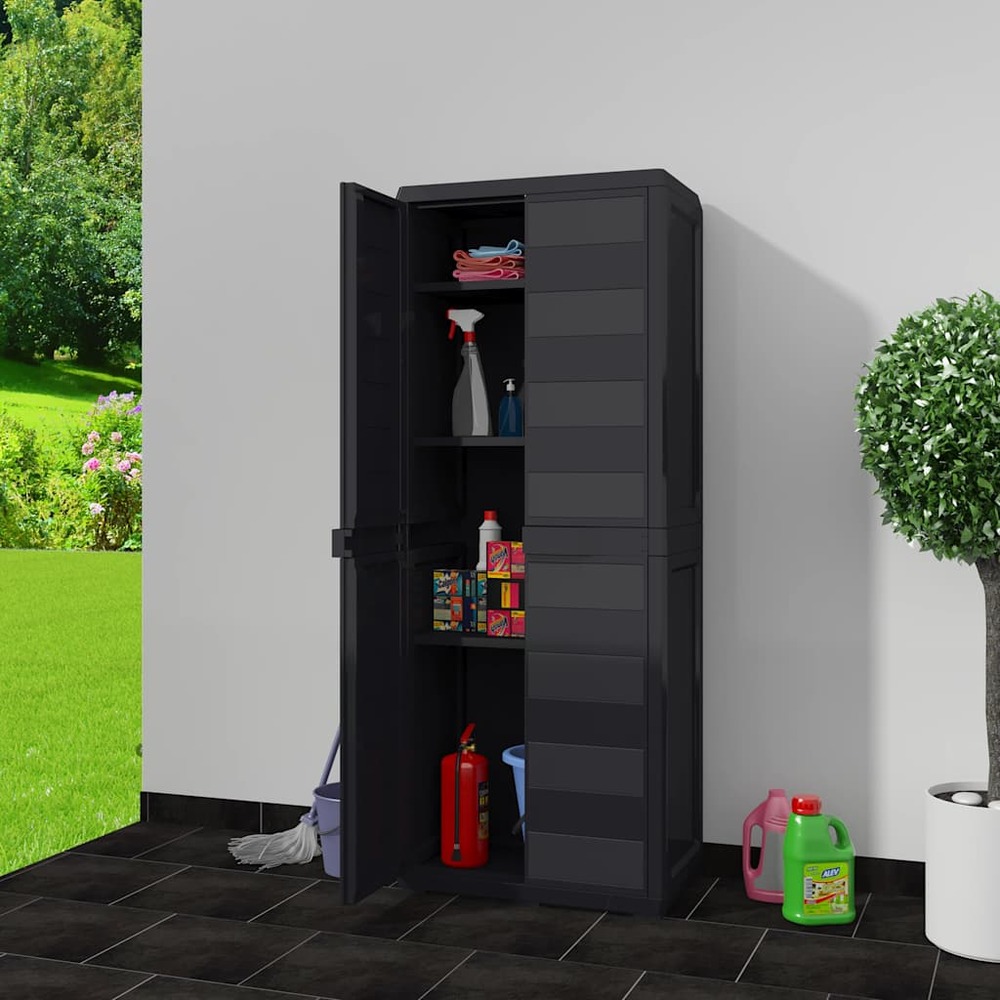 Armoire de rangement de jardin avec 3 étagères noir
