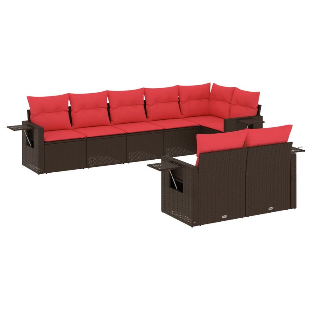 Ensemble de canapé de jardin 8 pcs avec coussins marron