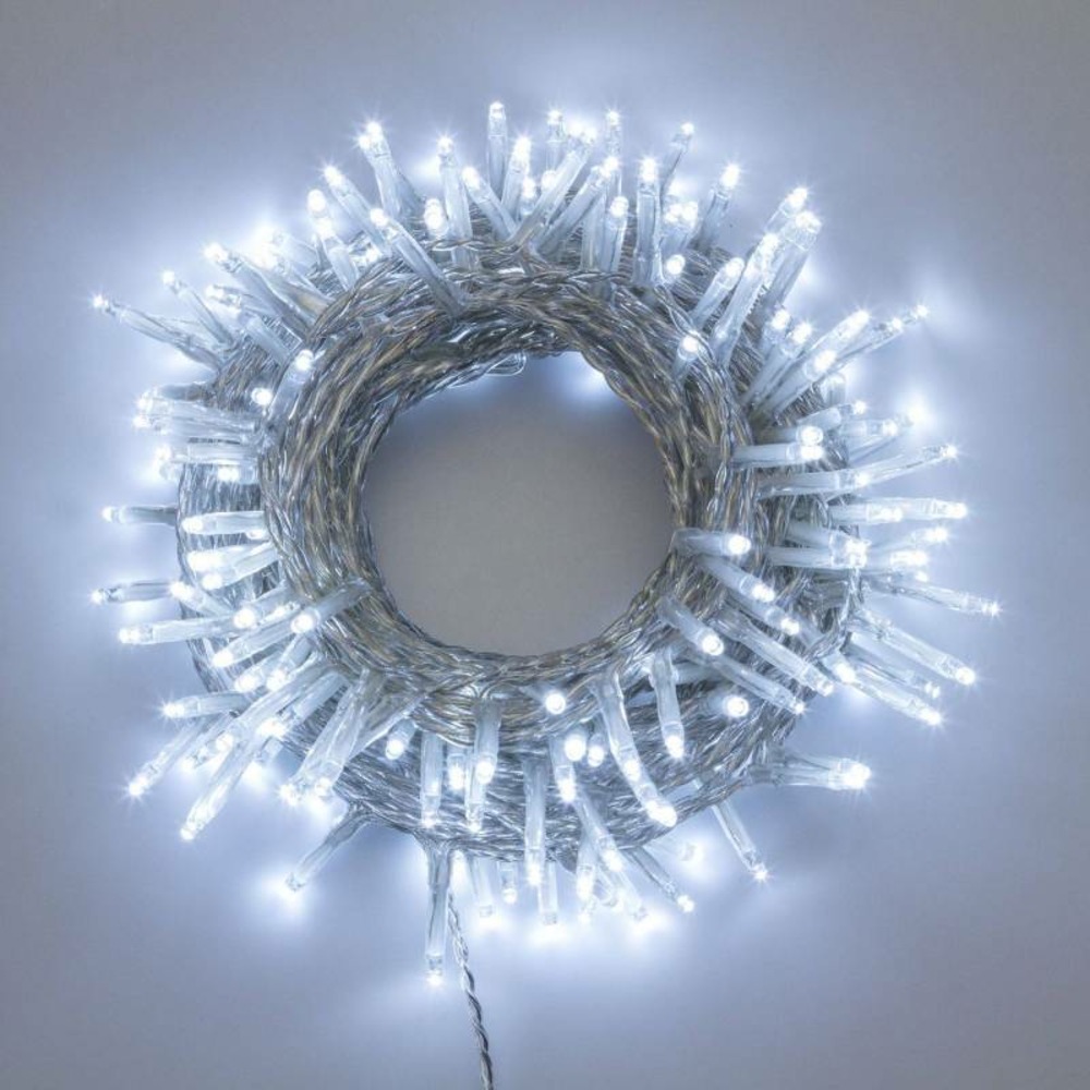 Guirlande lumineuse blanc froid 53m 750 mini led 8 effets câble transparent lotti