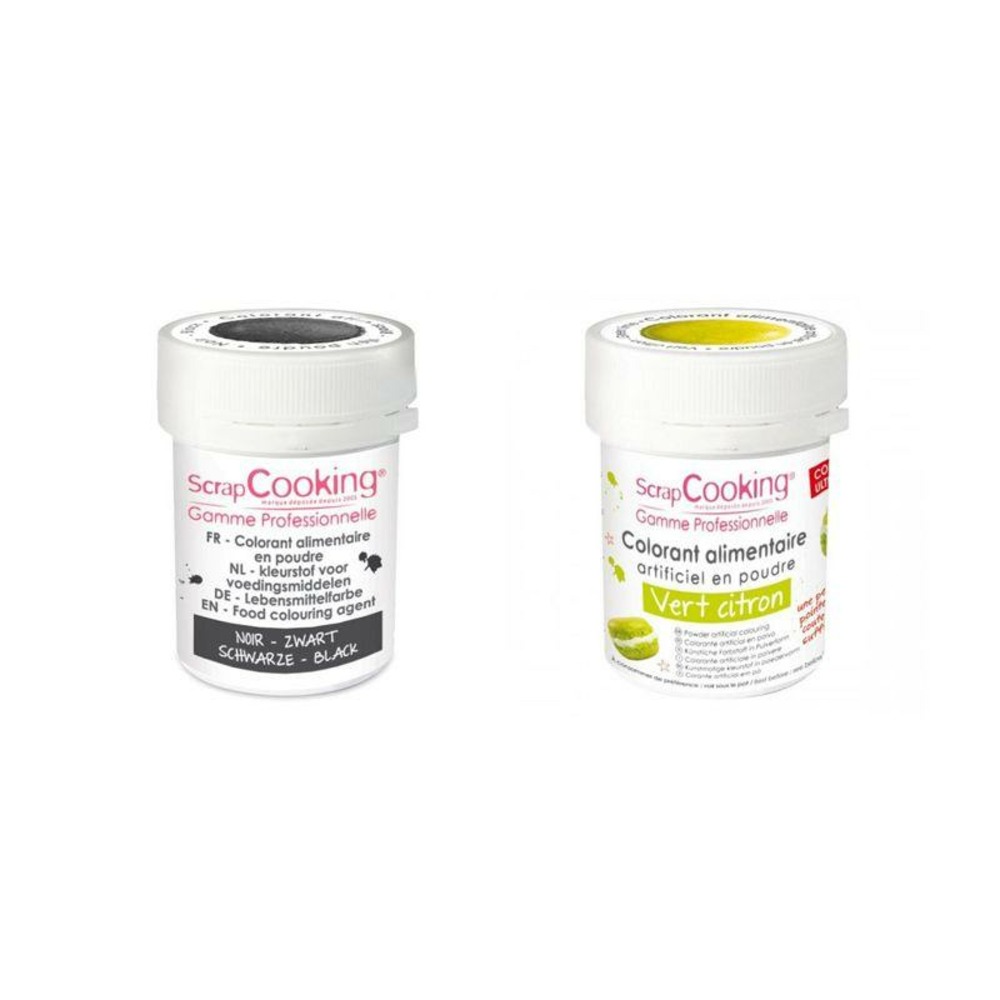 2 colorants alimentaires en poudre - noir-vert citron
