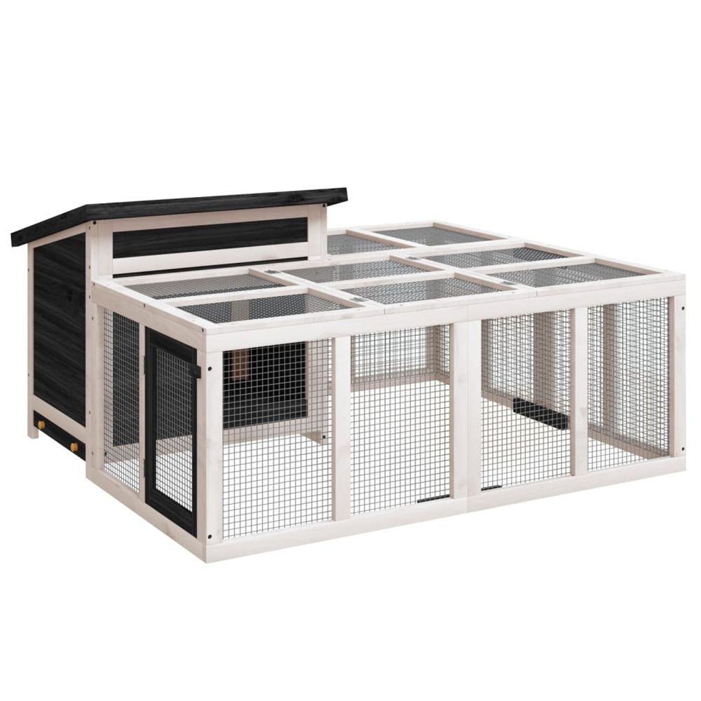 Clapier gris 144x123x67,5 cm bois de pin massif