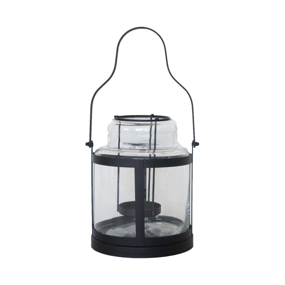 Lanterne tempête en métal et verre 21.8 x 21 x 21.9 cm