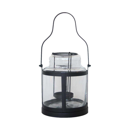 Lanterne tempête en métal et verre 21.8 x 21 x 21.9 cm