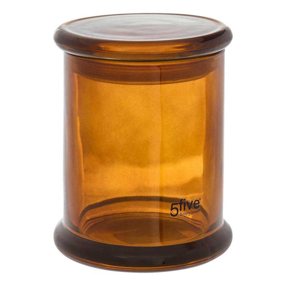 5five - pot rangement à cotons verre teinté marron