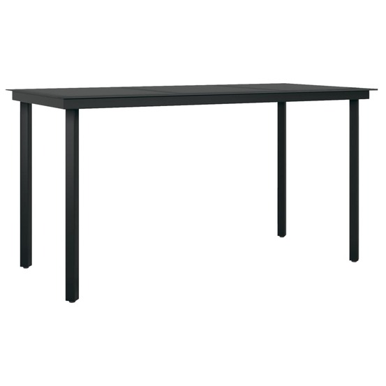 Table à dîner de jardin noir 140x70x74 cm acier et verre