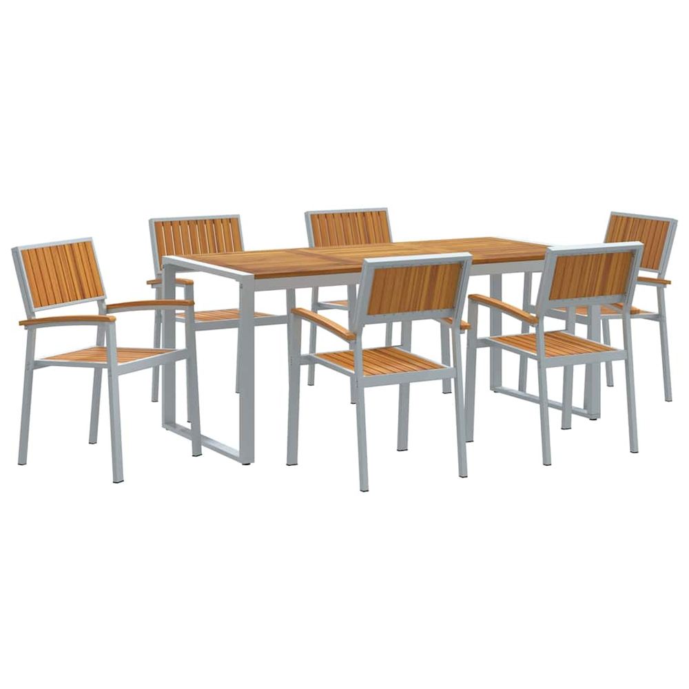 Ensemble de salle à manger pour jardin 7 pc gris