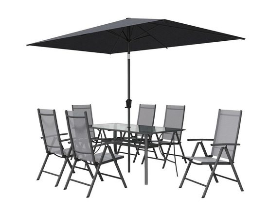 Albury - salon de jardin 6 places - en aluminium - avec parasol