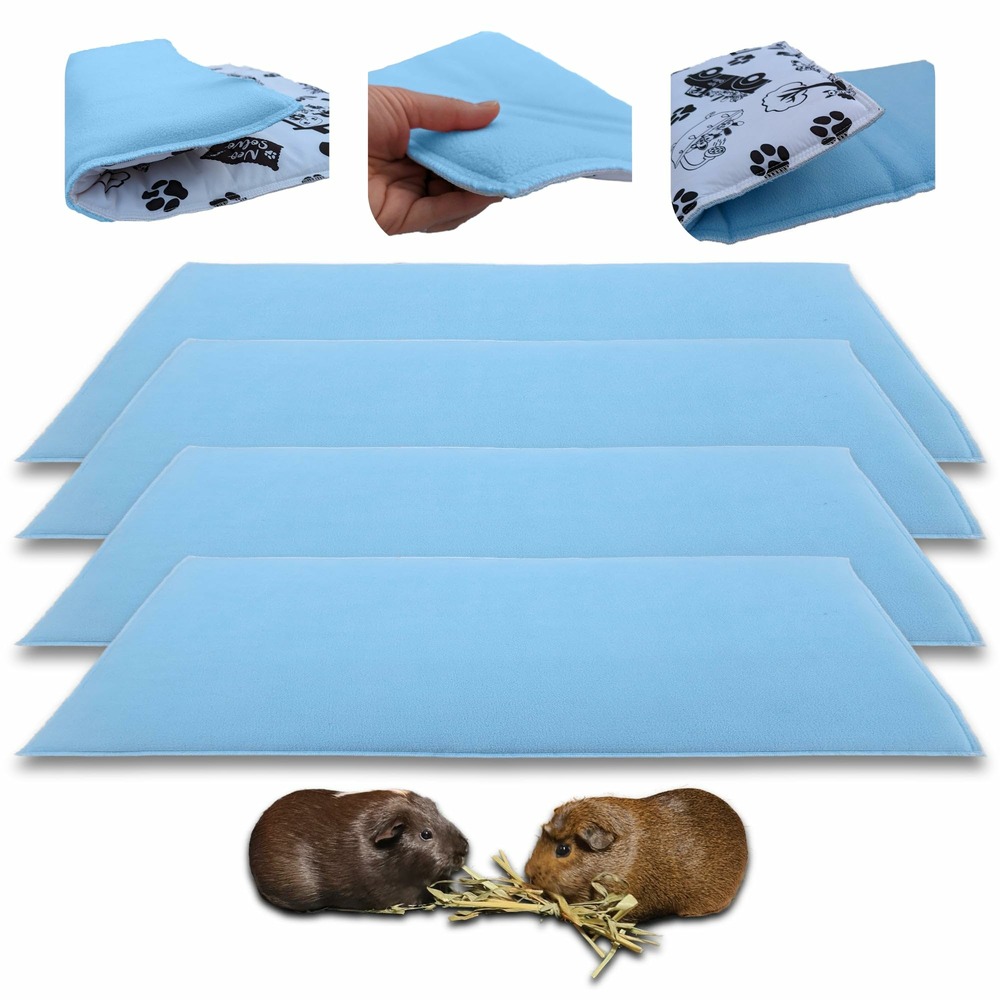 Lot de 4 - tapis pour cochon d'inde et lapin en polaire 70 x 35 cm - polaire absorbant, lavable en machine, economique