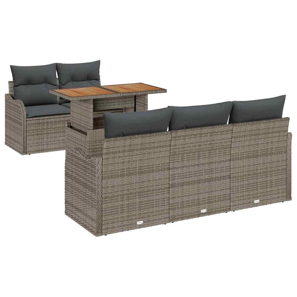 Ensemble de canapé de jardin 6 pc gris poly rotin